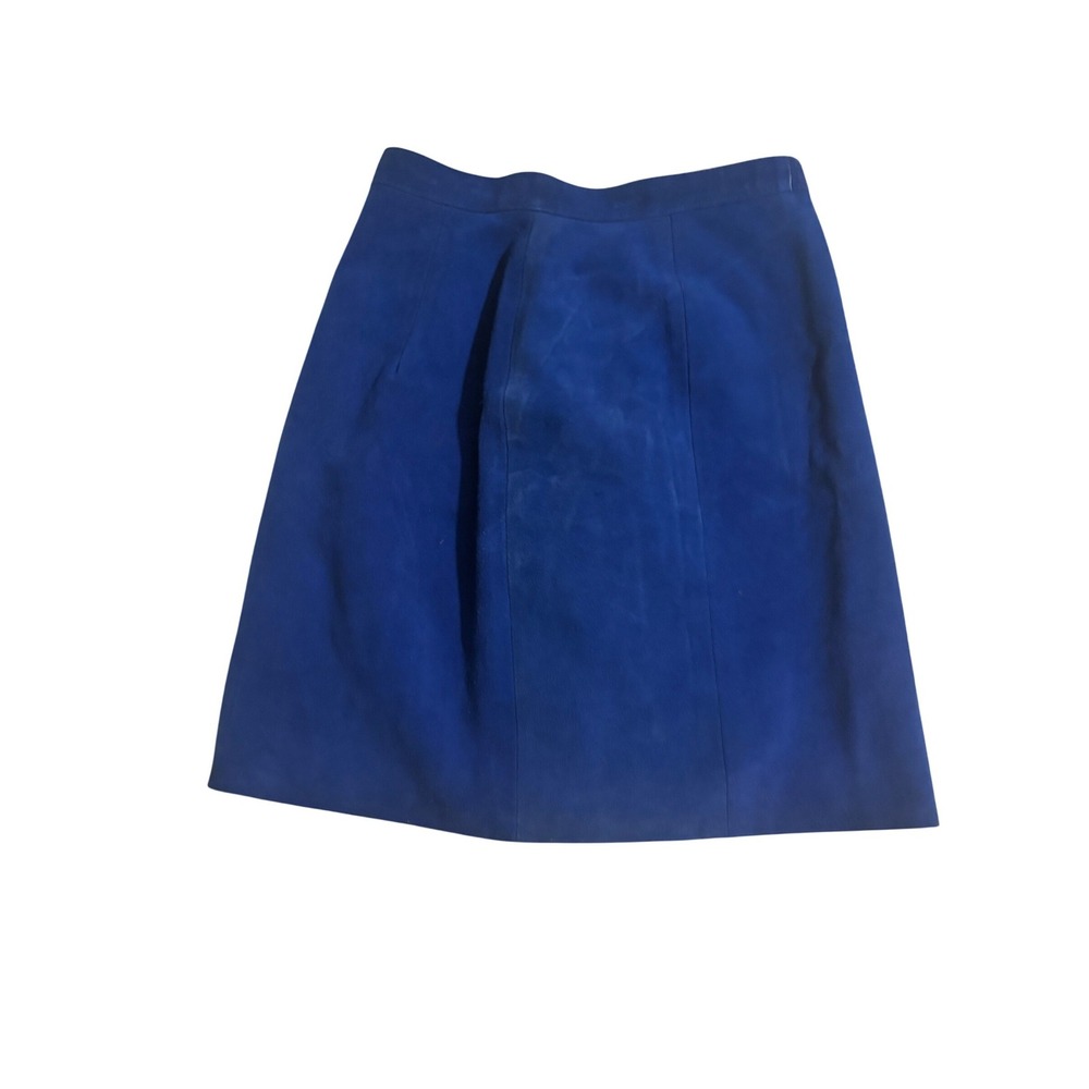 Phoenix Skirt Vintage Suede Royal Blue Side Zip Mini Skirt